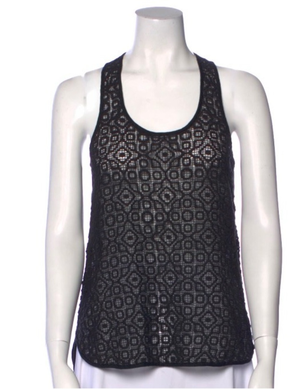 Black Lace Crochet Racerback Dressy Tank Top - Women
